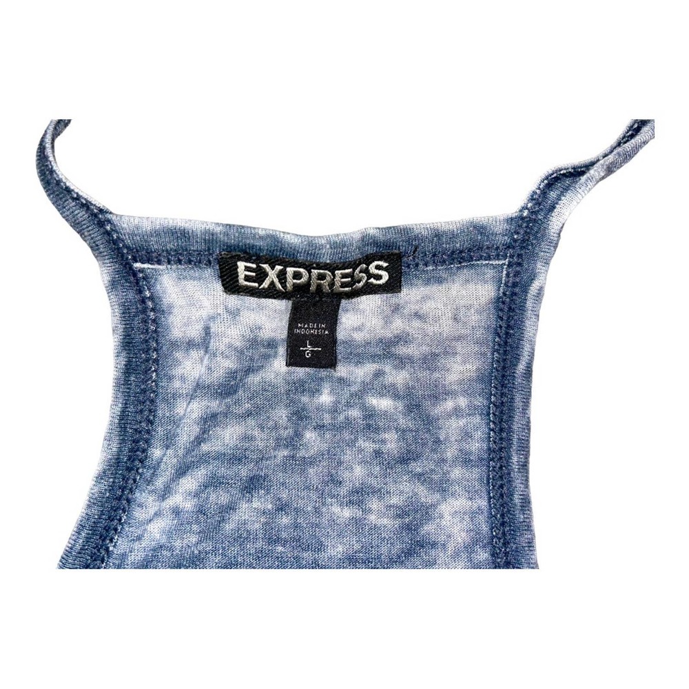 Express Blue Racerback Ruched Faded Tank Dress - Picture 7 of 8
